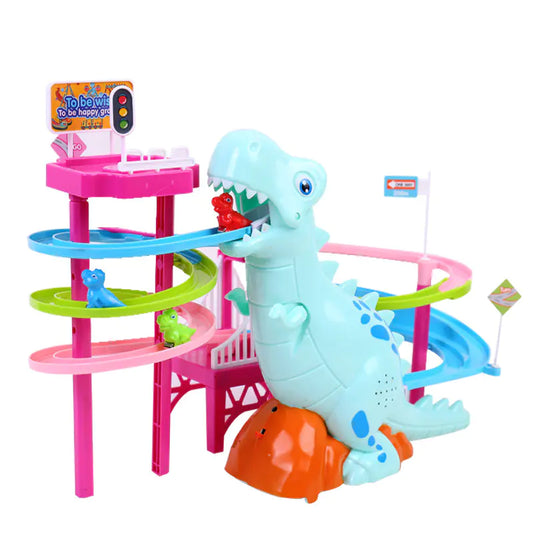 Dinosaur Toy Set with Slide and Electric Assembly