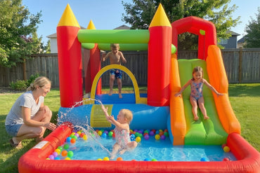 6-in-1 Inflatable Bounce House & Splash Pool, Slide & Climbing Wall For Kids & Toddlers1