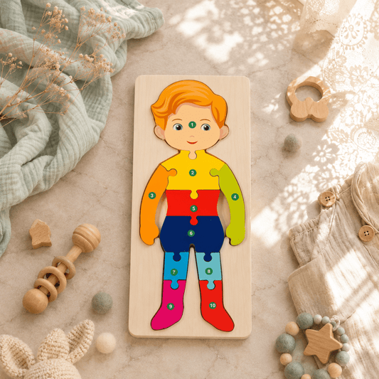 Wooden Animal Number Puzzle Board for Toddlers