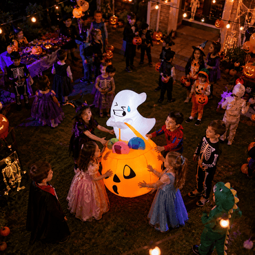 5-FT Light-Up Ghost Pumpkin Candy Bag Inflatable
