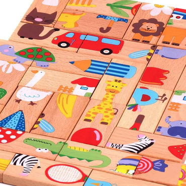 28-Piece Animal Domino Set - Wooden Puzzle for Kids