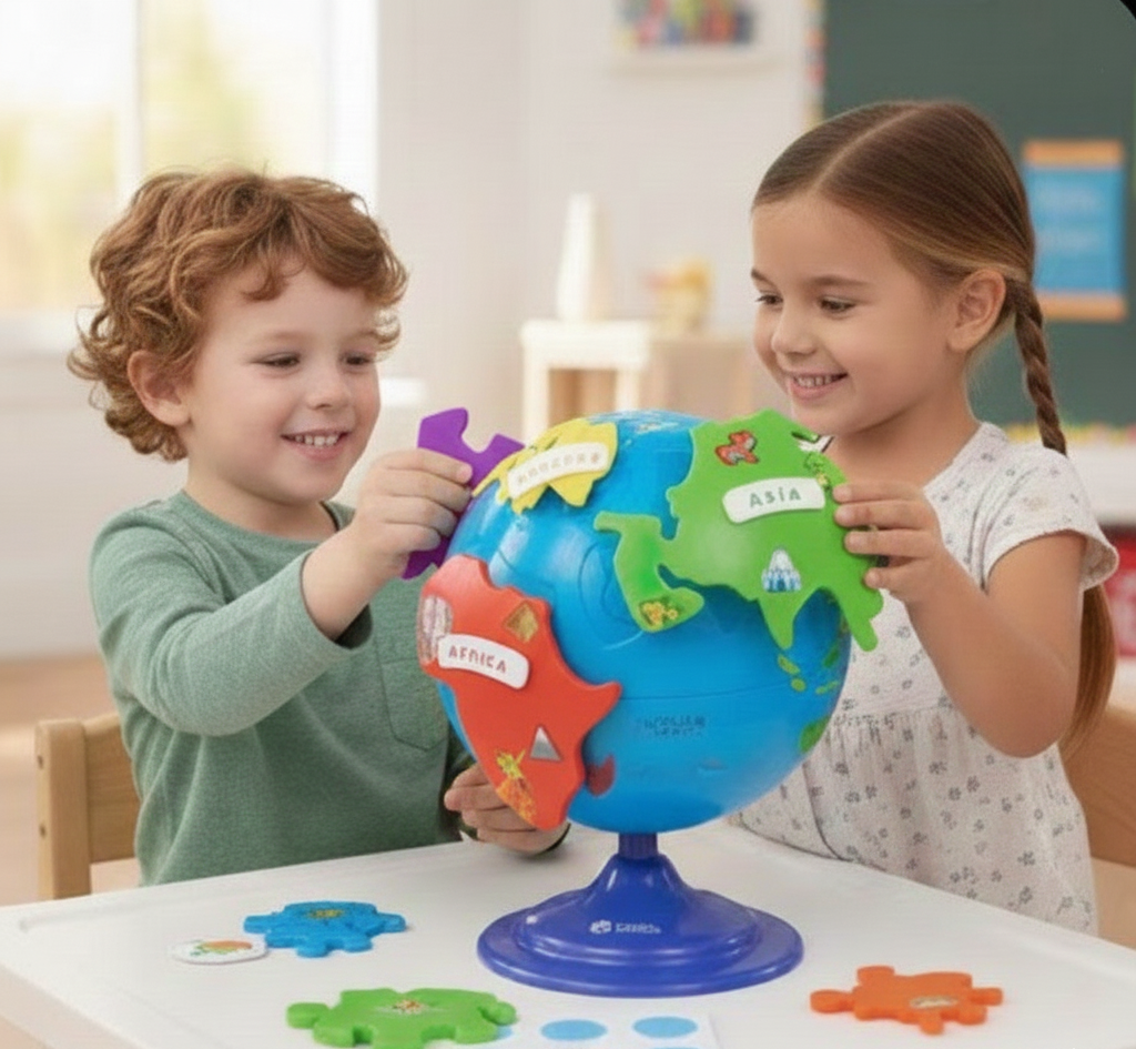 Interactive World Map Puzzle Globe - geography learning for kids and toddlers 3+