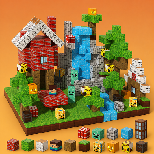 construction showing colorful mine world STEM toy