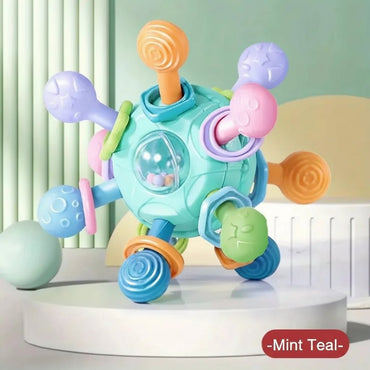 Colorful baby toy with various textures Multisensory Orbit Ball | Baby Teether, Rattle & 180° Clicking Toy