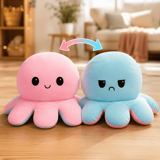 Reversible Mood Octopus Plush Pillow