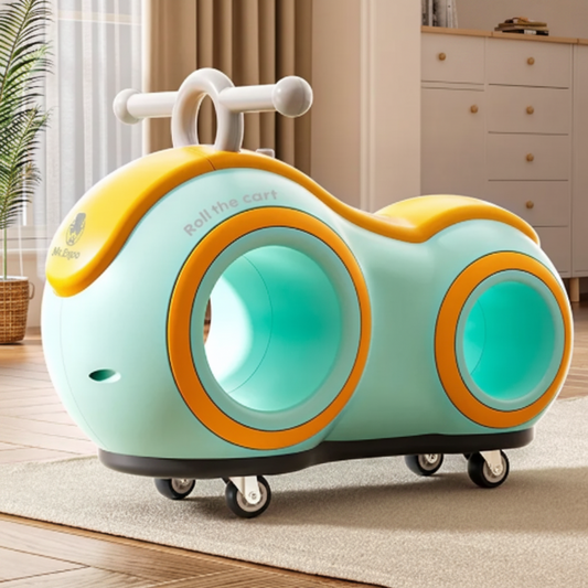Roll & Glow Ride-On Car For Toddlers - Children's toy car with mint green and yellow design