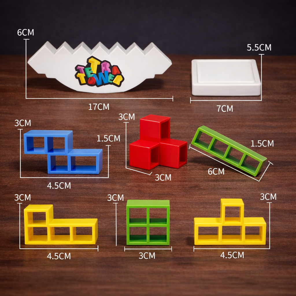 Tetris-Style Balancing Tower Game - 48 Piece Educational Stacking Blocks for Focus & Coordination4