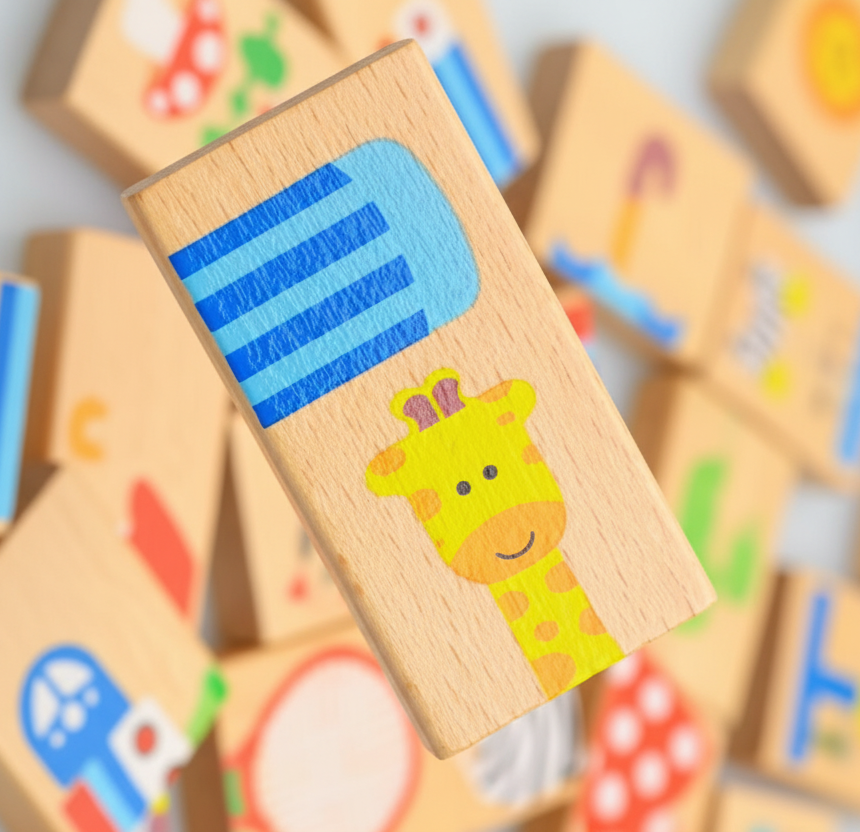 Animal Domino Wooden Puzzle Set