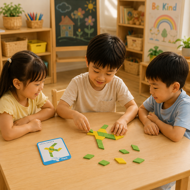 155-Piece Wooden Pattern Block Puzzle Set