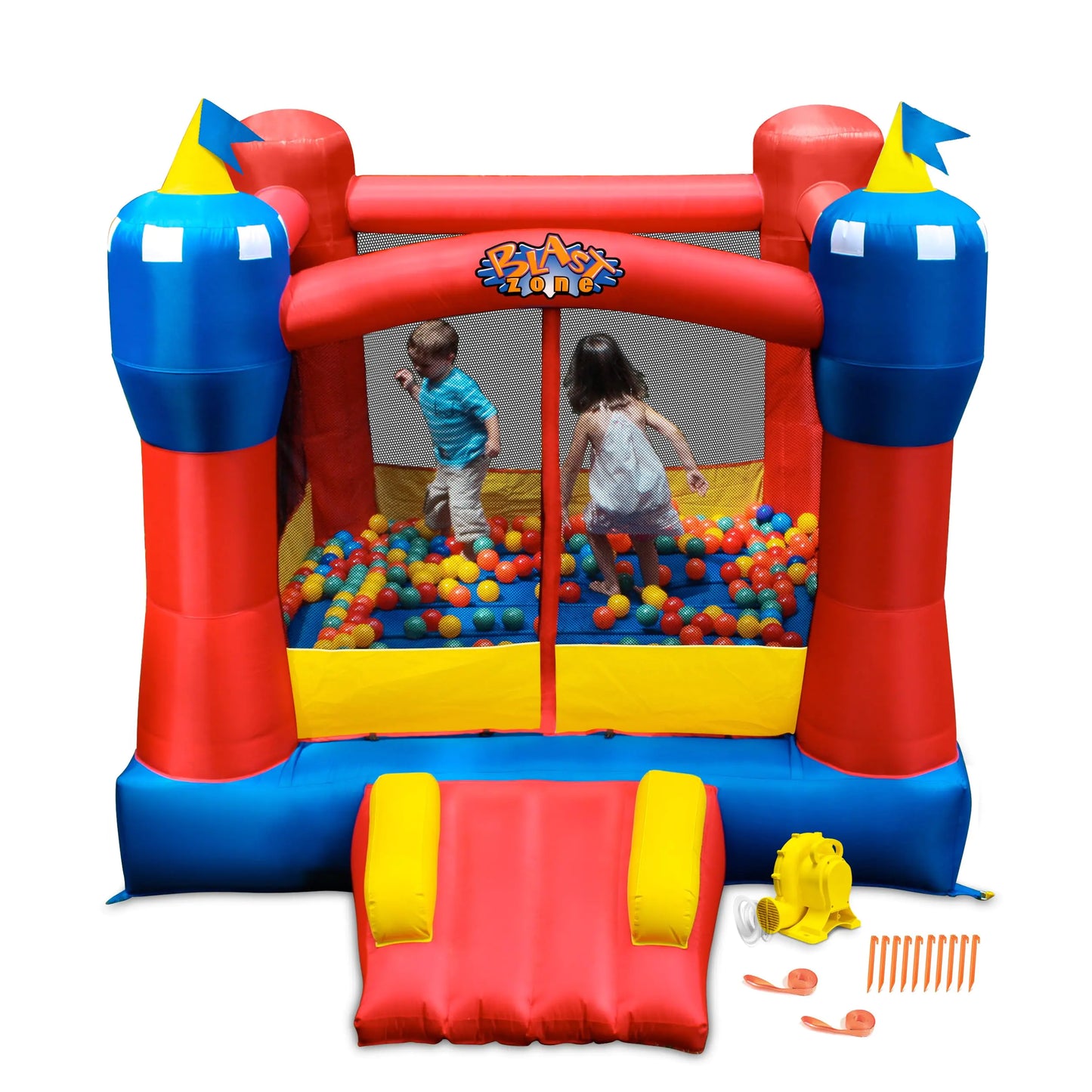 Blast Zone Magic Castle - Inflatable Bounce House with Blower - Premium Quality - Indoor/Outdoor - Portable - Sets Up in Seconds