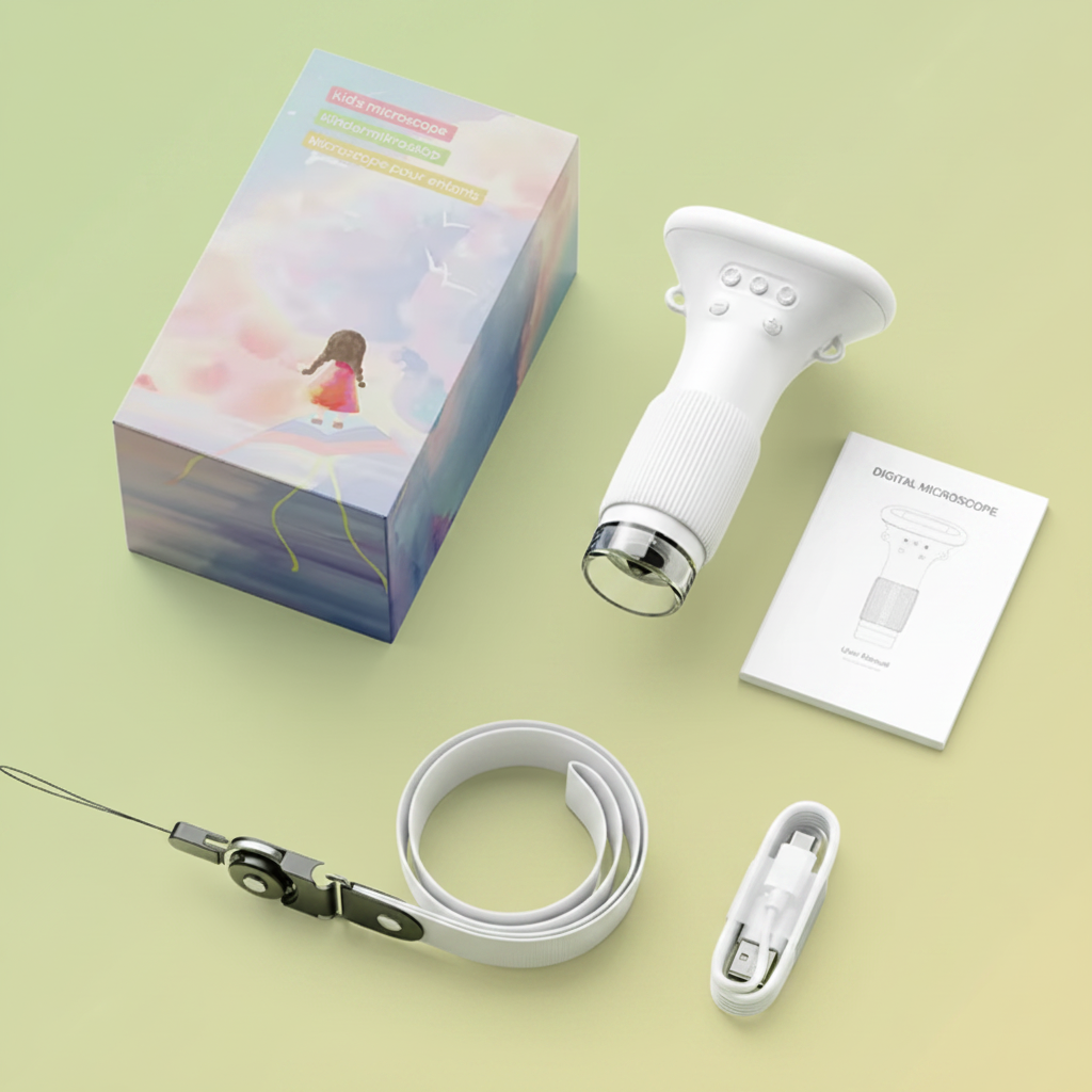 1000x Kids Digital Microscope with Screen | 2MP HD Handheld Microscope Camera | 8 LED Lights, Photo & Video, USB | STEM Science Toy Ages 5-8, best birthday gift for kids