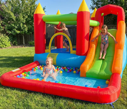 6-in-1 Inflatable Bounce House & Splash Pool, Slide & Climbing Wall For Kids & Toddlers5