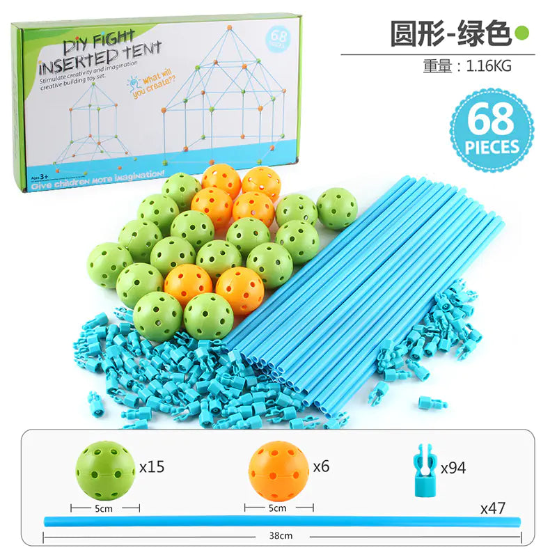 Kids DIY Building Castle Tent Toy with Blocks Game House