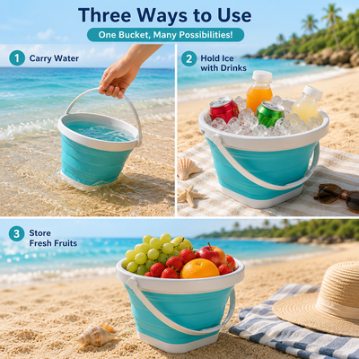 Beach Sand Play Set with Folding Bucket