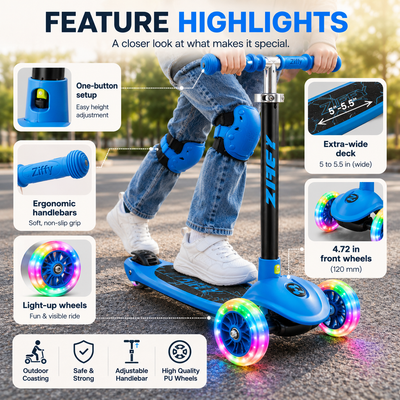 3-Wheel LED Light-Up Scooter