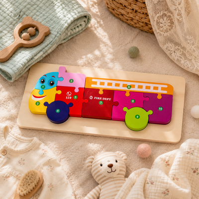 Wooden Animal Number Puzzle Board for Toddlers