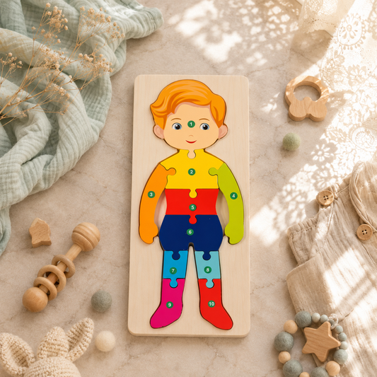 Wooden Animal Number Puzzle Board for Toddlers