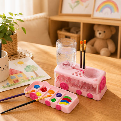 Kids Paint Brush Cleaner Station with Palette Tray