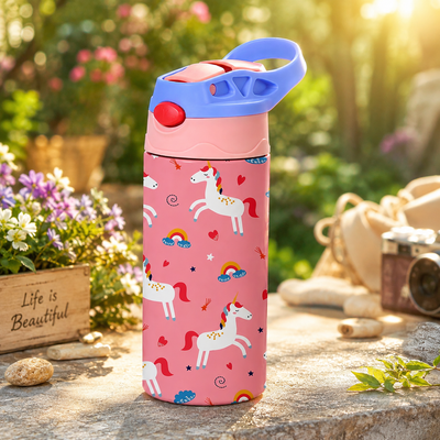 Kids Insulated Flip Straw Thermos – 350ml Stainless Steel