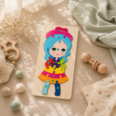 Wooden Animal Number Puzzle Board for Toddlers