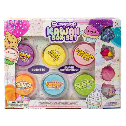 Slimygloop Kawaii Box Set 6-Pack Scented Slimes Fluffy Slime Cloud Glitter Slime Water Slime Fun Slime Add Ins Slime for Kids Kids Party Favors Goodie Bags Slime Bulk Kids Slime Food Slime