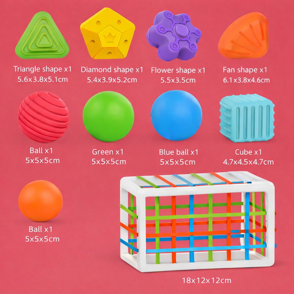 Colorful geometric shapes and balls with dimensions-Baby_Activity_Cube_-_Montessori_Learning_Toy