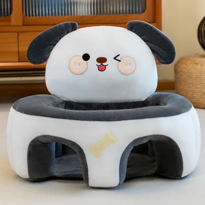 Plush dog-shaped cushion ,baby floor support seat plush sitting learning chair feather silk cotton