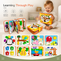 Felt busy book content pages — numbers, farm animals, and counting panels