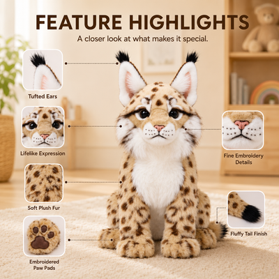 WildLynx Lifelike Lynx Plush Stuffed Animal