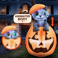 5 FT Animated Kitty Cat on Pumpkin Halloween Inflatable