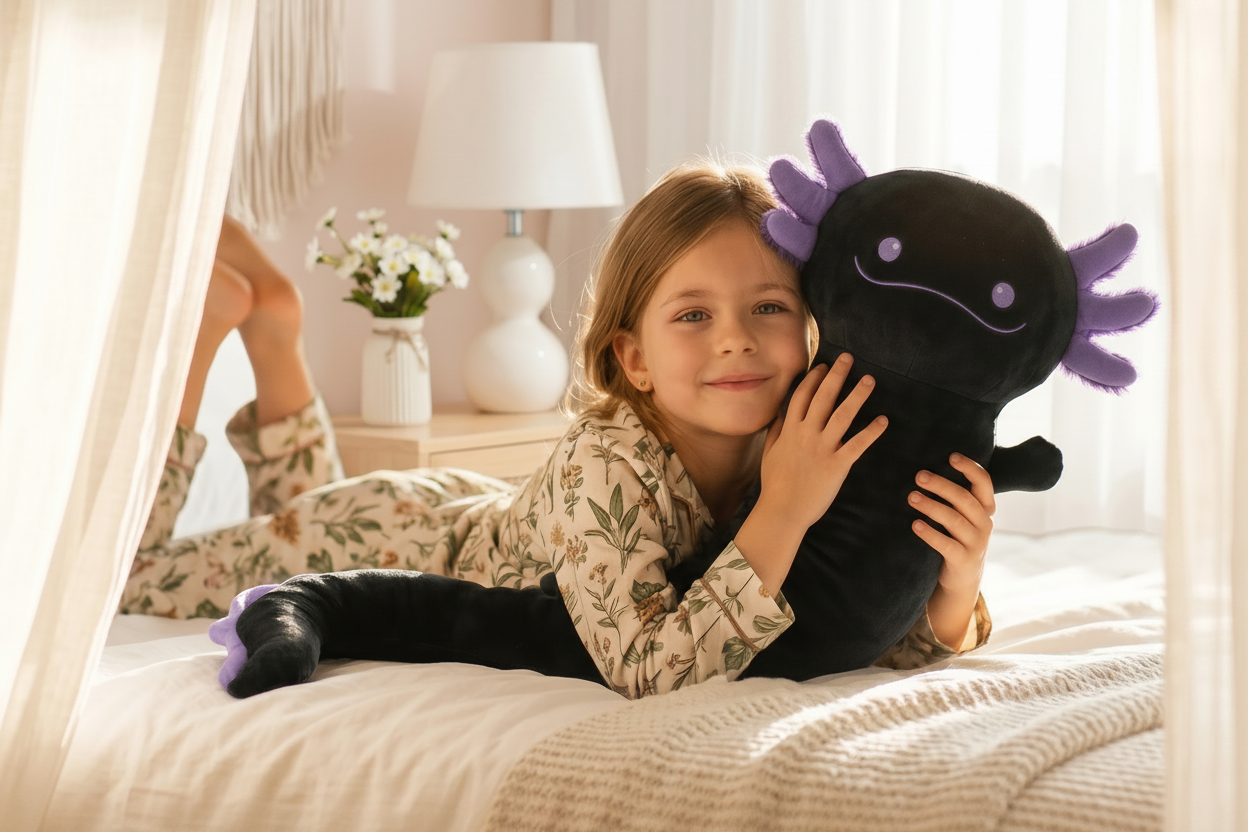 Giant Axolotl Plush with Glow in the Dark | Oversized Stuffed Animal Body Pillow for Kids | Soft Huggable Axolotl Toy | Birthday Gift Ages 3-13