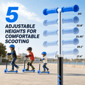 Adjustable kids' scooter handlebar stand with five different handlebar heights 