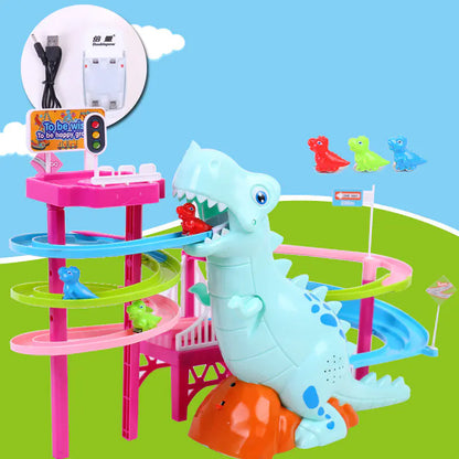 Dinosaur Toy Set with Slide and Electric Assembly