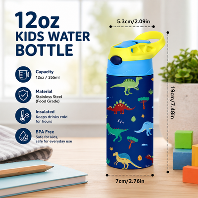 Kids Insulated Flip Straw Thermos – 350ml Stainless Steel