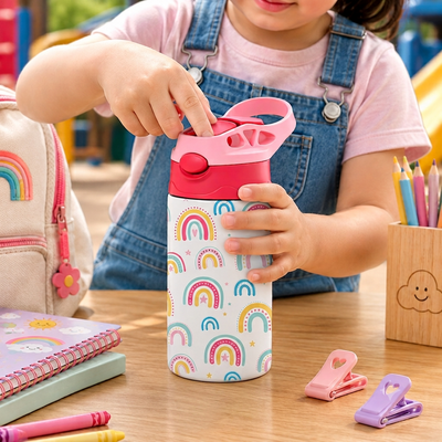 Kids Insulated Flip Straw Thermos – 350ml Stainless Steel
