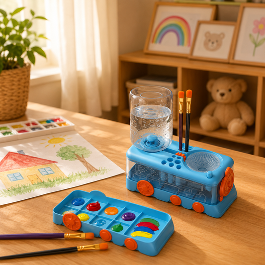 Kids Paint Brush Cleaner Station with Palette Tray
