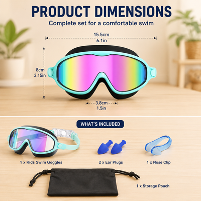 Kids Panoramic Anti-Fog Swim Goggles