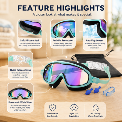 Kids Panoramic Anti-Fog Swim Goggles