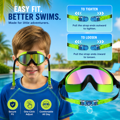Kids Panoramic Anti-Fog Swim Goggles