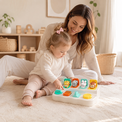 Kids a recognition development with Pop-Up Musical Animal Color Toy for Toddlers 1-3