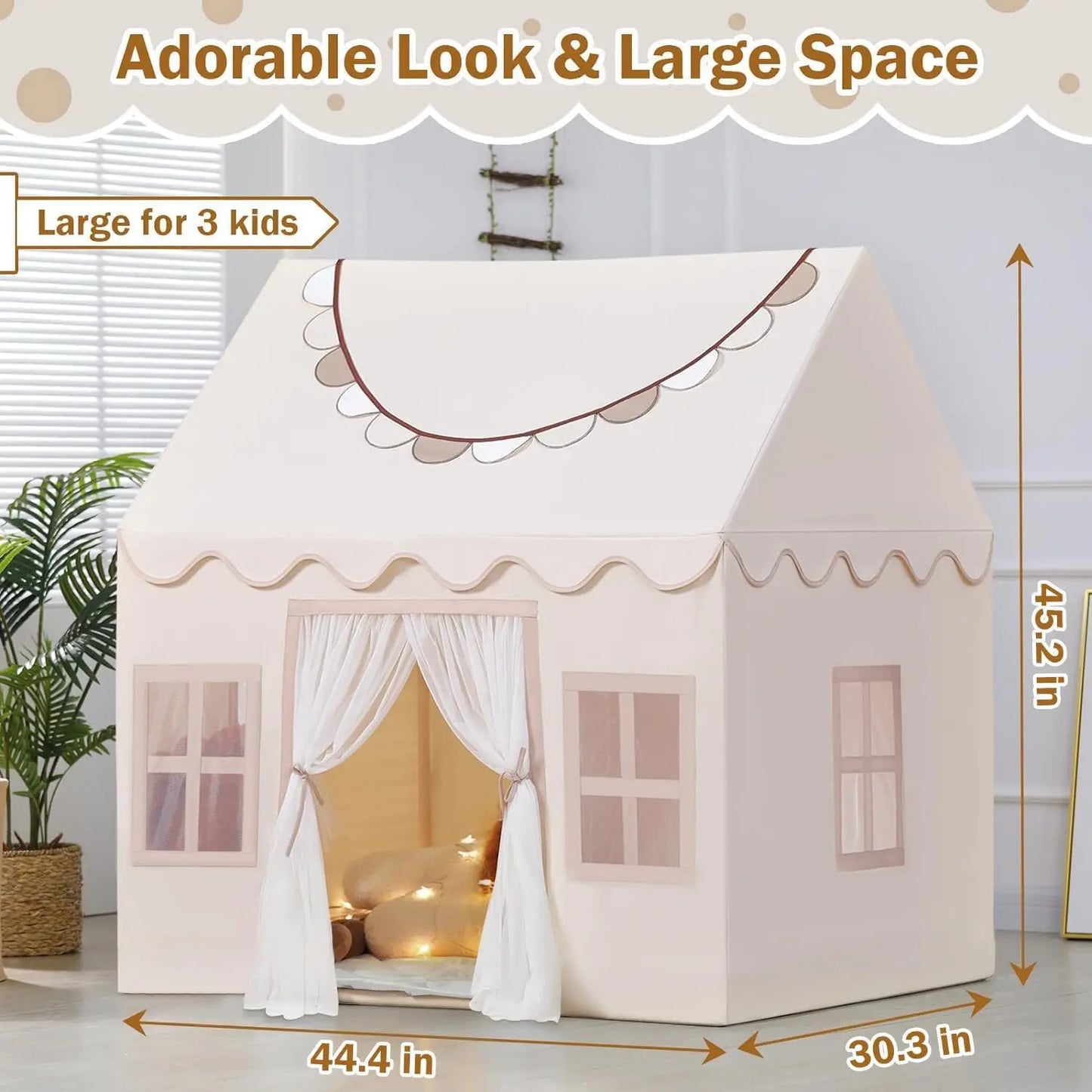 DreamHouse — Large Kids Indoor Playhouse Tent with Star Lights