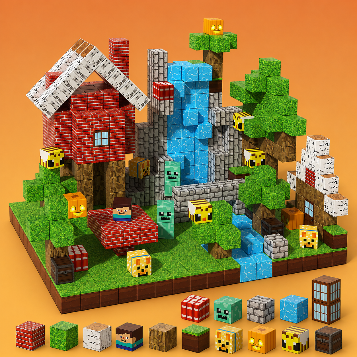 construction showing colorful mine world STEM toy