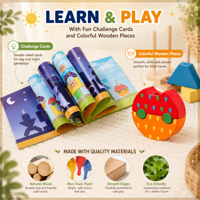 Wooden Day & Night Shape Matching Puzzle Game