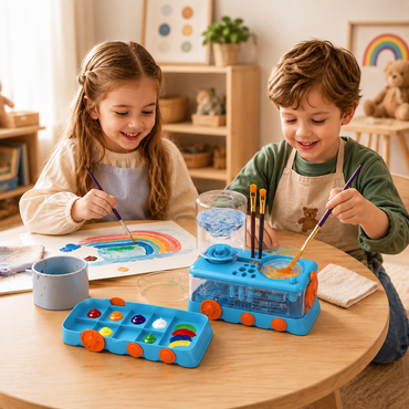 Kids Paint Brush Cleaner Station with Palette Tray