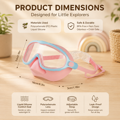 Wide View Swim Goggles with Nose Cover