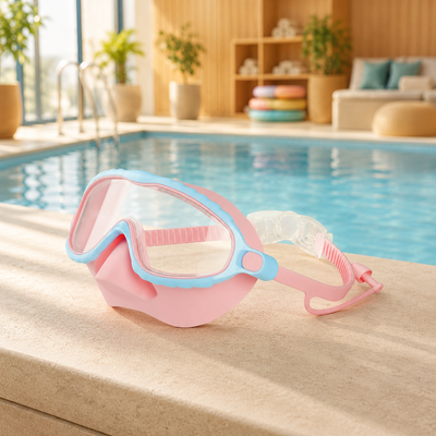 Wide View Swim Goggles with Nose Cover