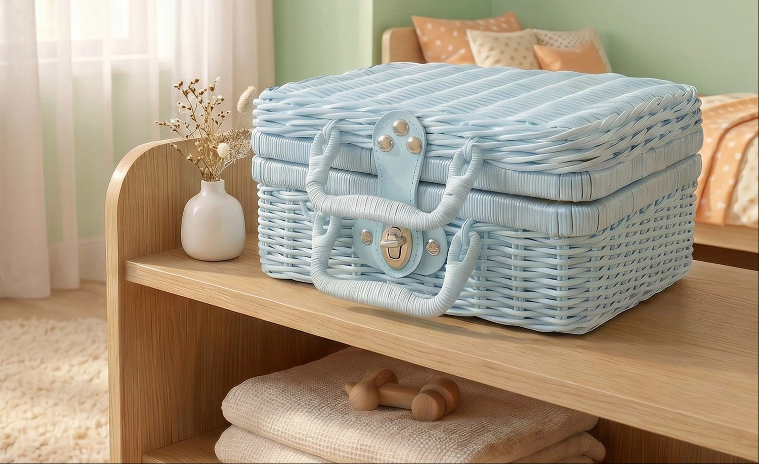 Pretend Play Picnic Basket Set | Toddler Role Play Kitchen Suitcase with Blanket & Food | Tea Party Basket| BUBINNA PicnicBox7