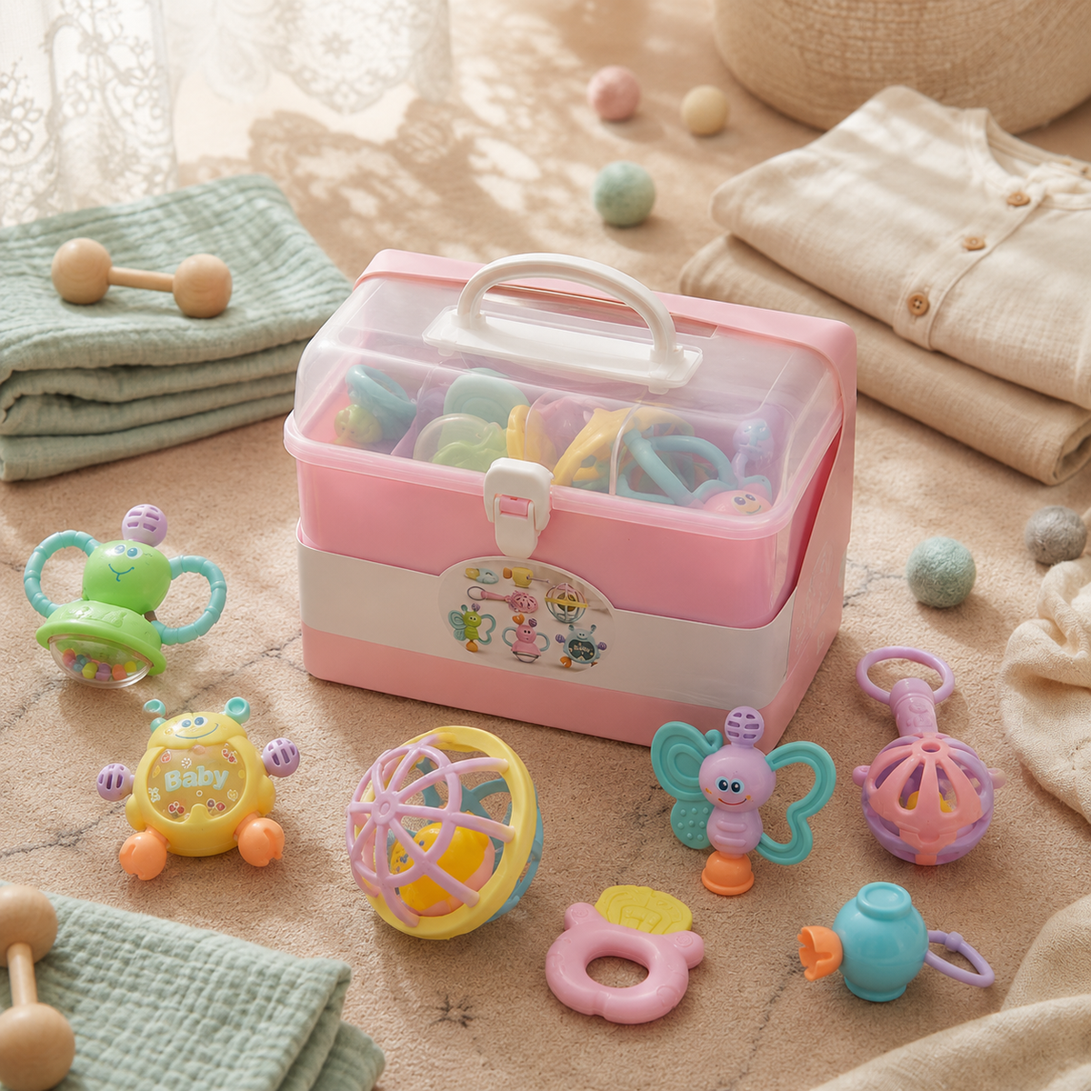 RattleBox Baby Rattle and Teething Toy Set