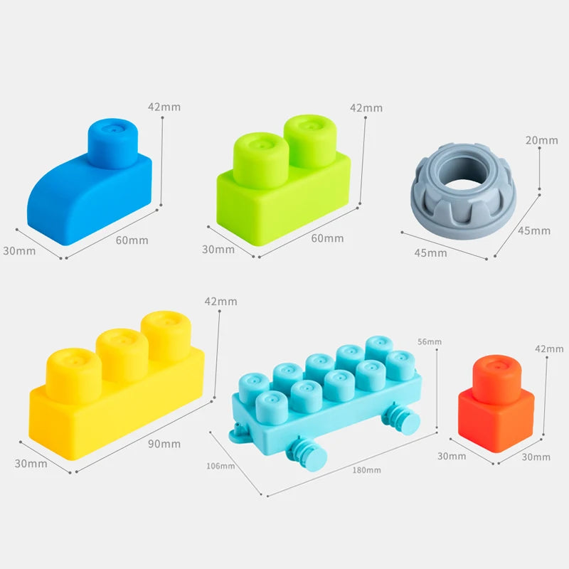 Large Particles Can Chew Soft Rubber Building Blocks for Children's Early Education Puzzle DIY Assembling Blocks