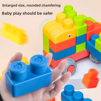 Large Particles Can Chew Soft Rubber Building Blocks for Children's Early Education Puzzle DIY Assembling Blocks